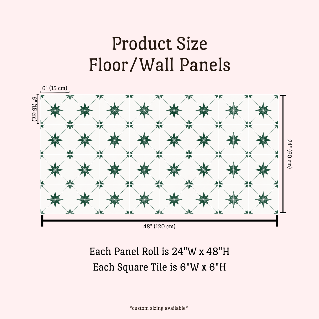 Estella Sticker Tile | Hunter Green - White