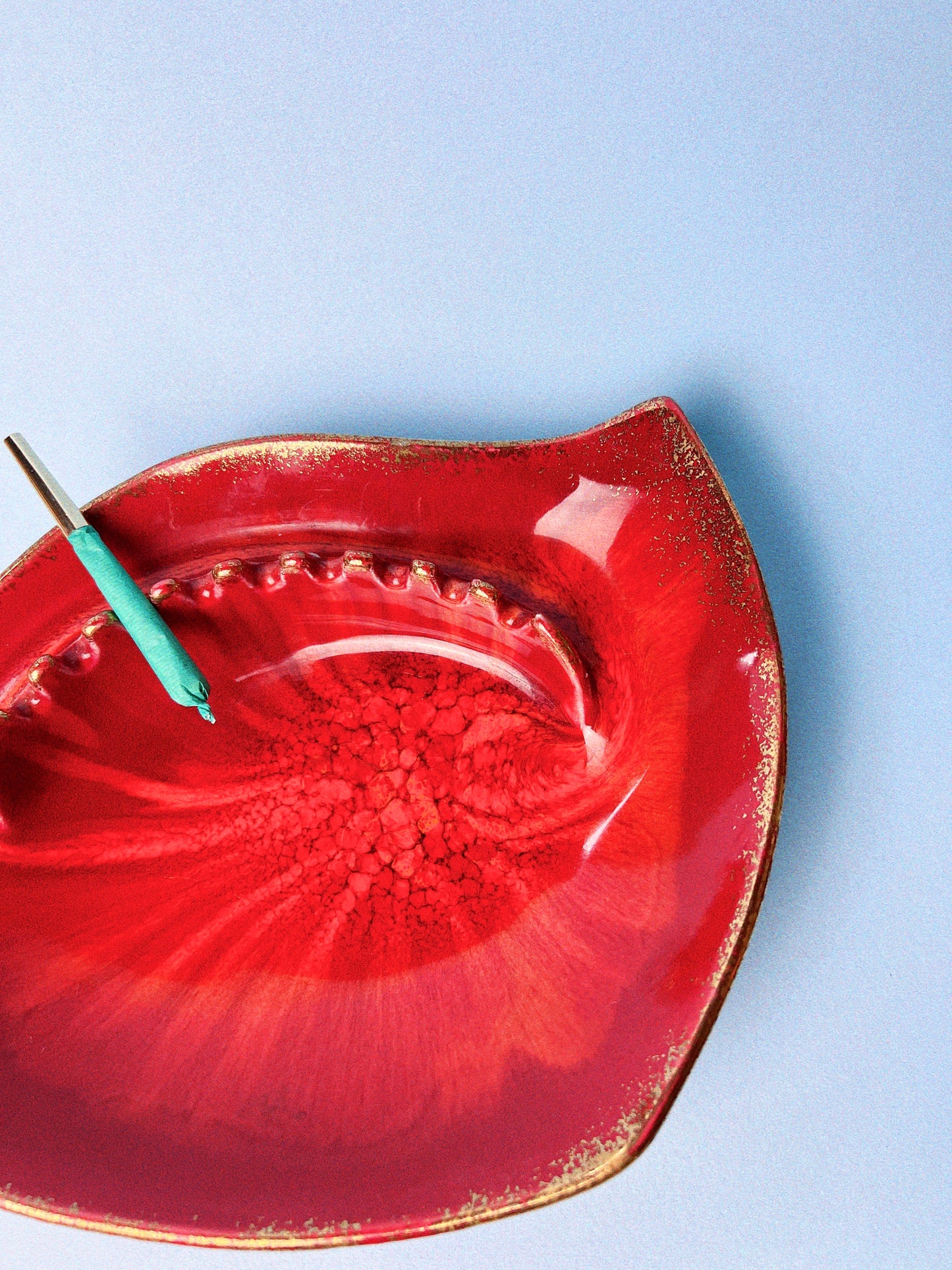 Vintage Red Atomic Midcentury Glazed Ashtray