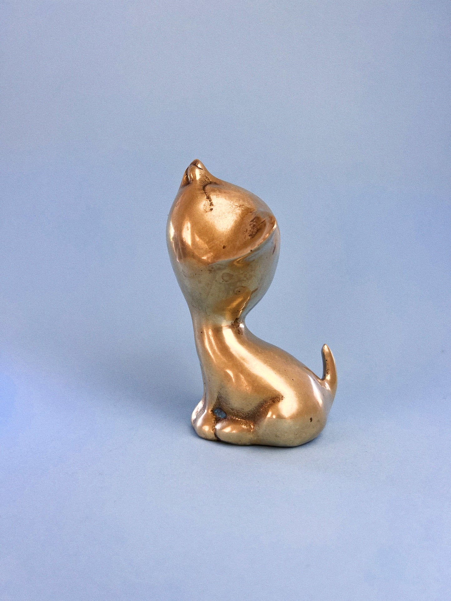 Vintage Brass Stretching Cat
