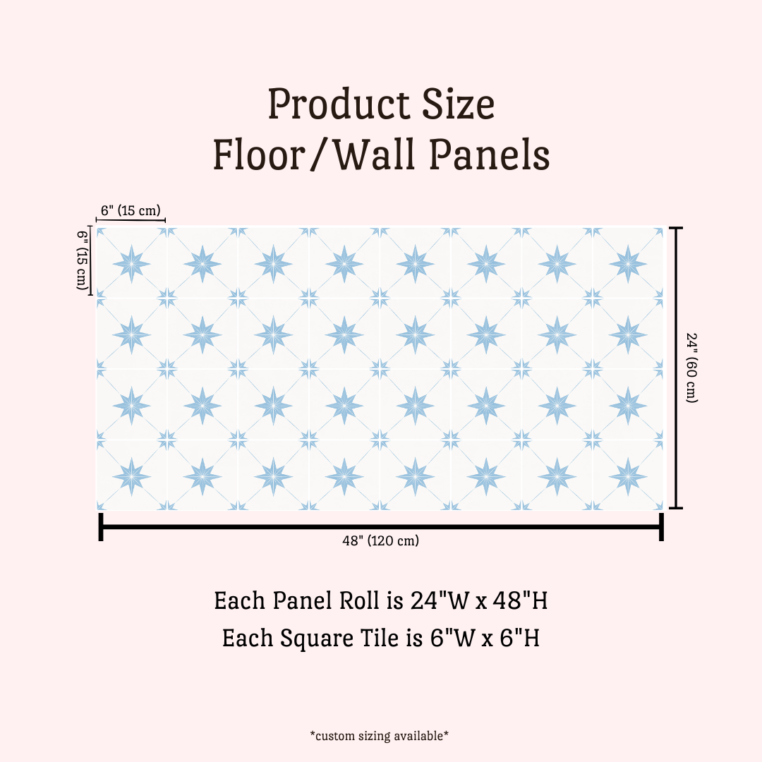 Estella Sticker Tile | Whispering Blue - White