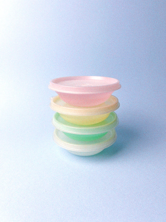 Vintage Tupperware Snack Bowls with Lids, Set of 4