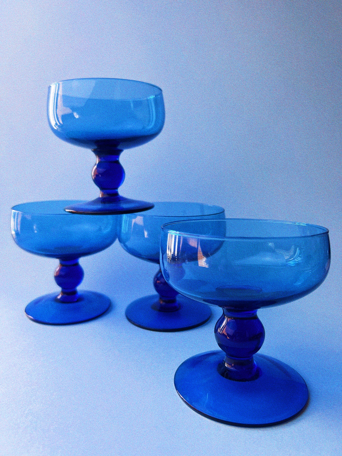 Vintage Azul Coupe Glasses, Set of 4 | Cobalt Blue