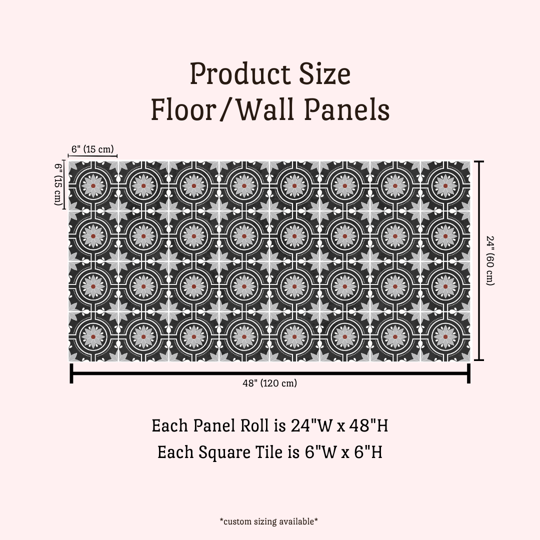Camellia Sticker Tile | Providence Charcoal