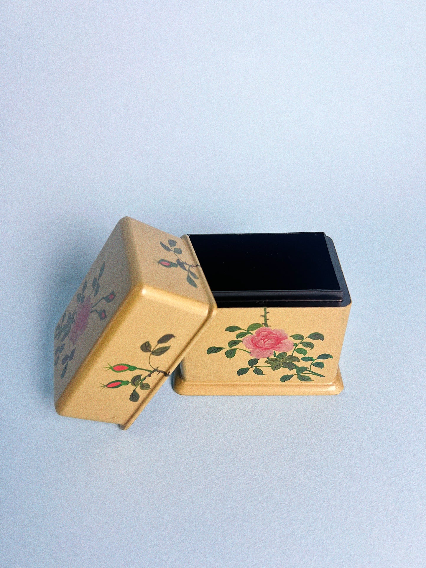 Vintage Japanese Hand Painted Lacquer Floral Smoking Set