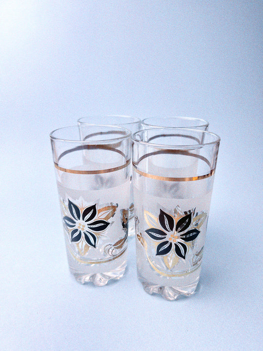 Lucille Frosted Floral Glasses, Set of 4