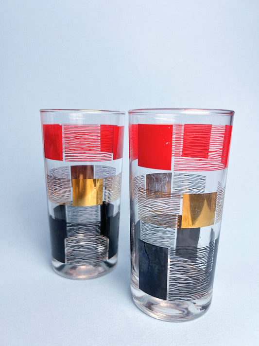 Vintage MCM Atomic 22 Karat Highball Glasses, Set of 2