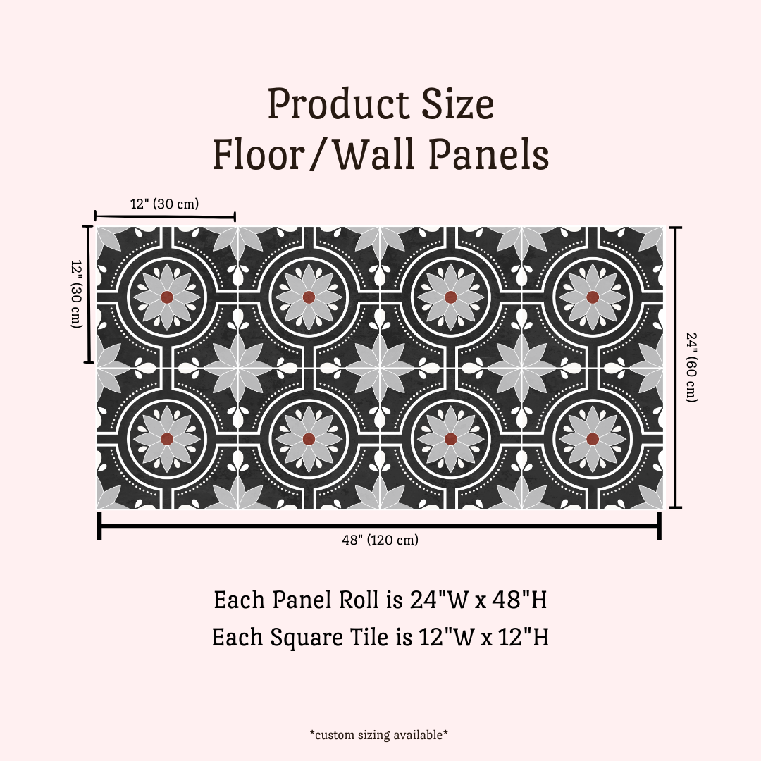 Camellia Sticker Tile | Providence Charcoal