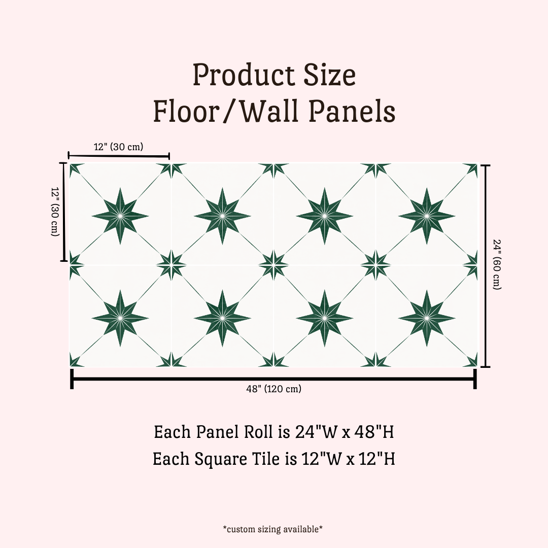 Estella Sticker Tile | Hunter Green - White