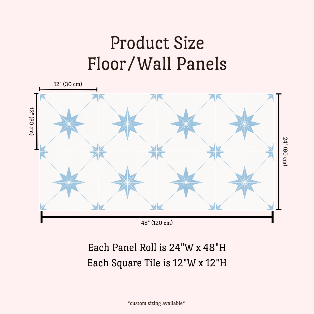 Estella Sticker Tile | Whispering Blue - White
