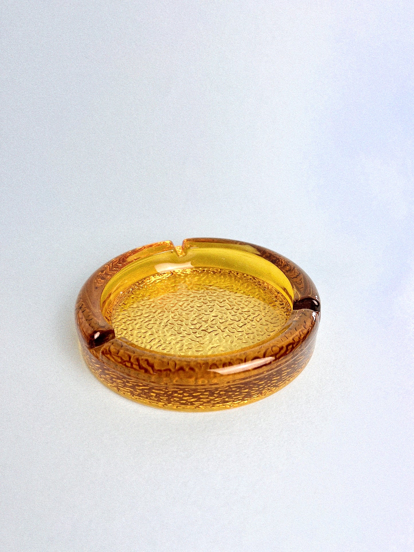 Vintage Amber Glass Ashtray | Midcentury Textured Design
