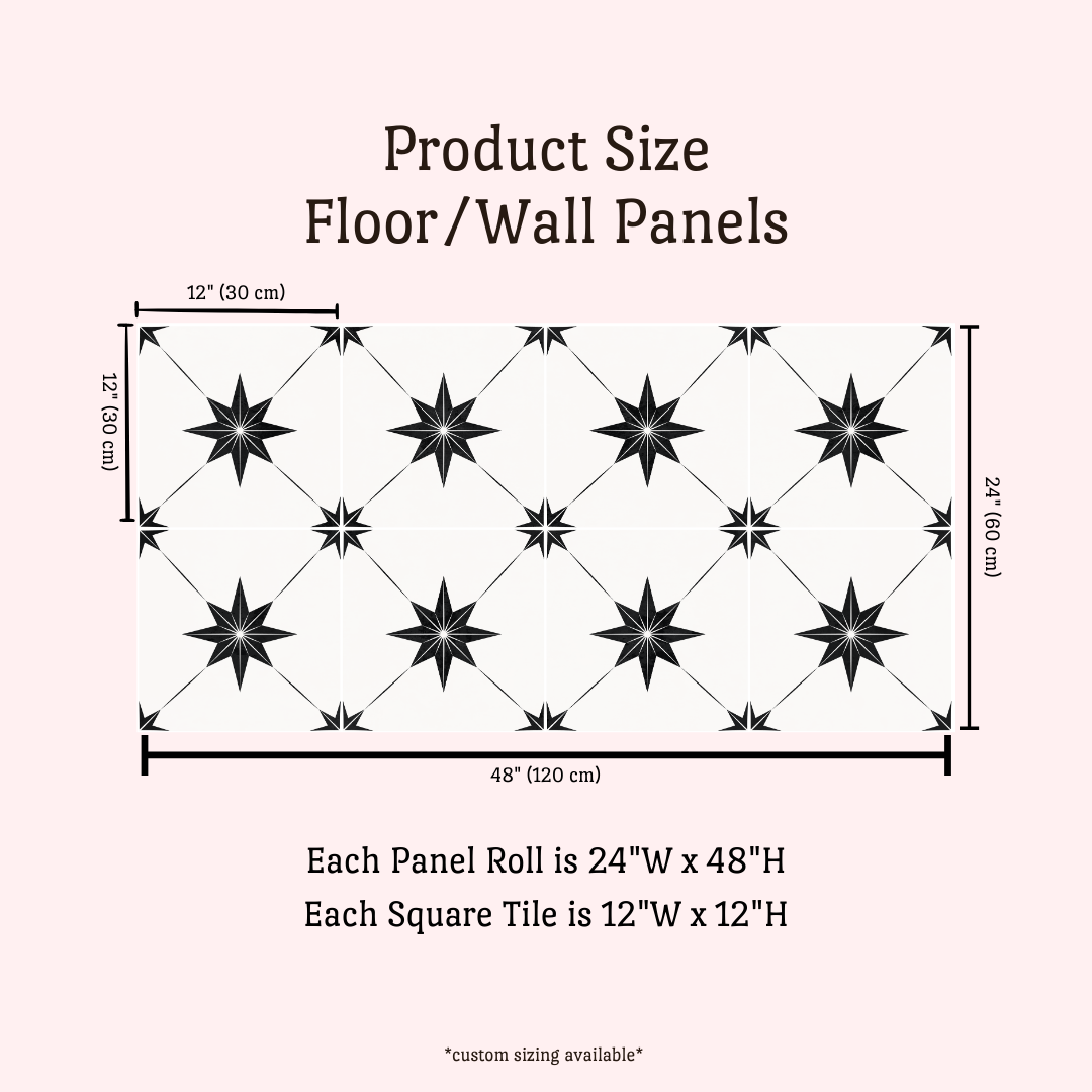 Estella Sticker Tile | Black Moon - White