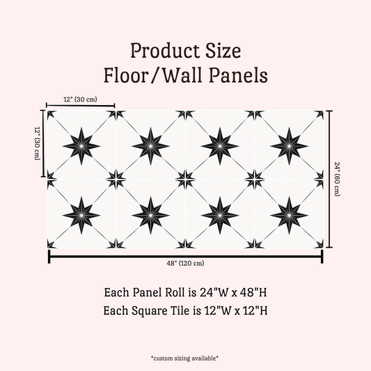 Estella Sticker Tile | Black Moon - White