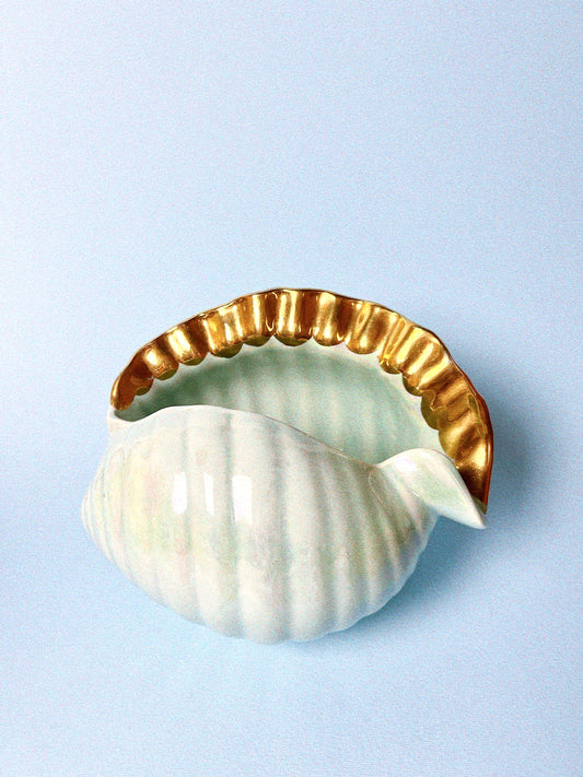Vintage Lusterware Conch Shell Planter