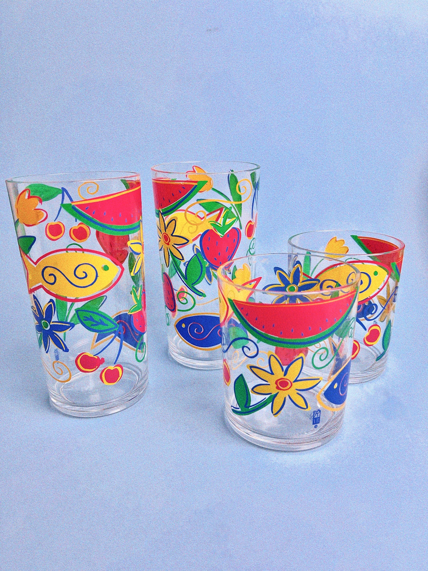 Vintage Fruity Fish Acrylic Glasses, Set of 2 | Precision Craft
