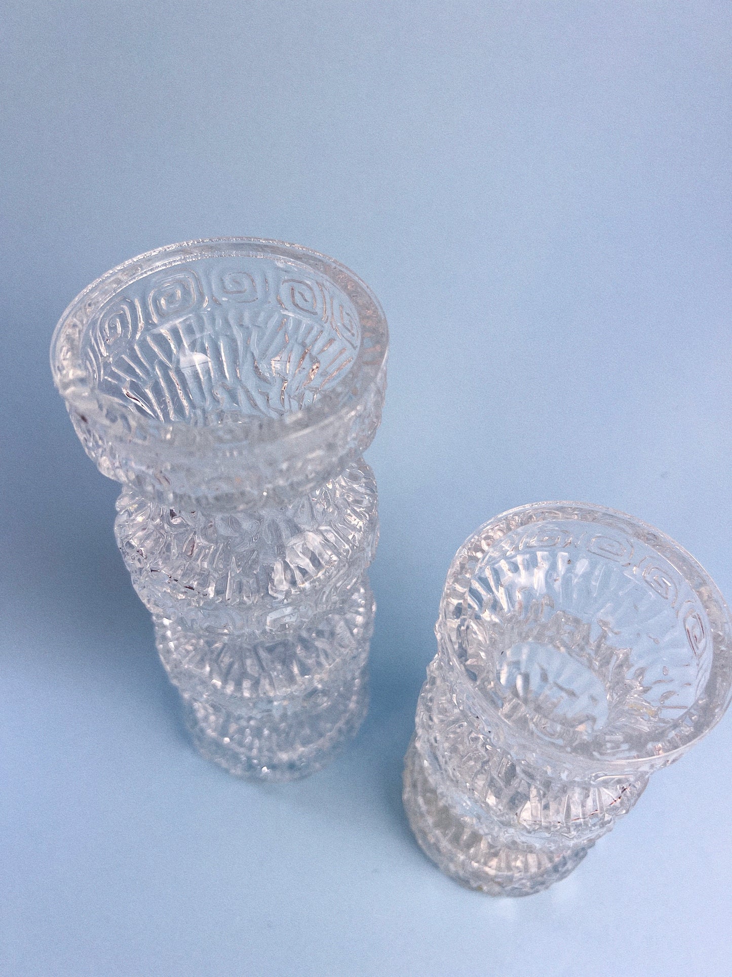 Vintage Oberglas of Austria Greek Key Vases, Set of 2 | Textured Pressed Glass