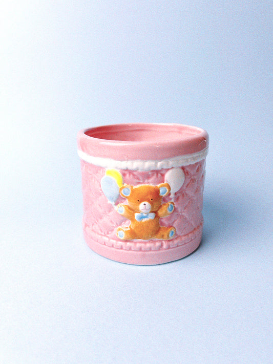 Vintage Baby Bear Planter | Pink