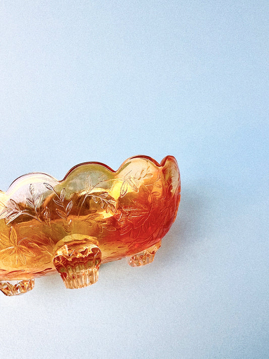 Vintage Floragold Louisa Oval Footed Dish