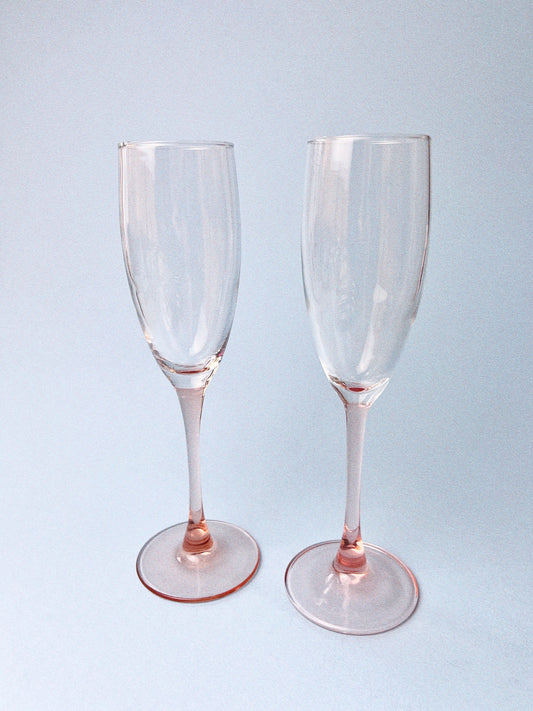 Vintage Pink Champagne Glasses, Set of 2 | Arcoroc