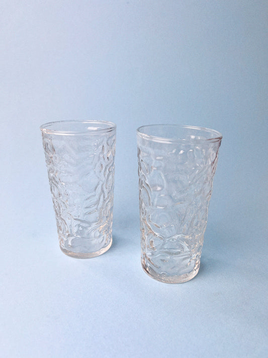 Vintage Aztec Crinkle Glass, Set of 2