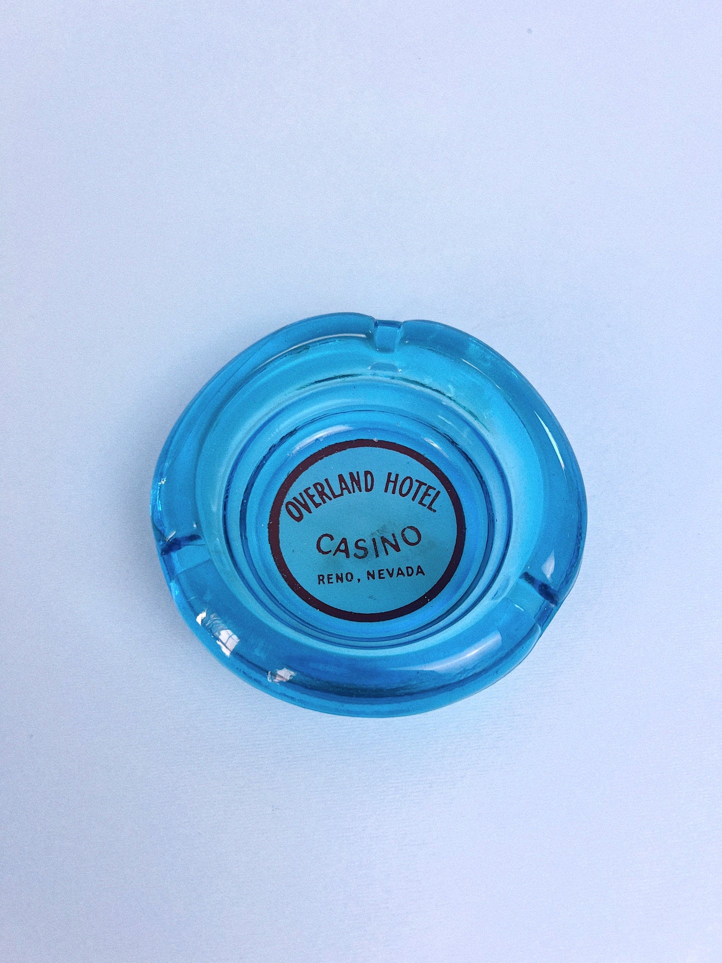 Vintage Overland Hotel Casino - Reno Nevada Blue Ashtray