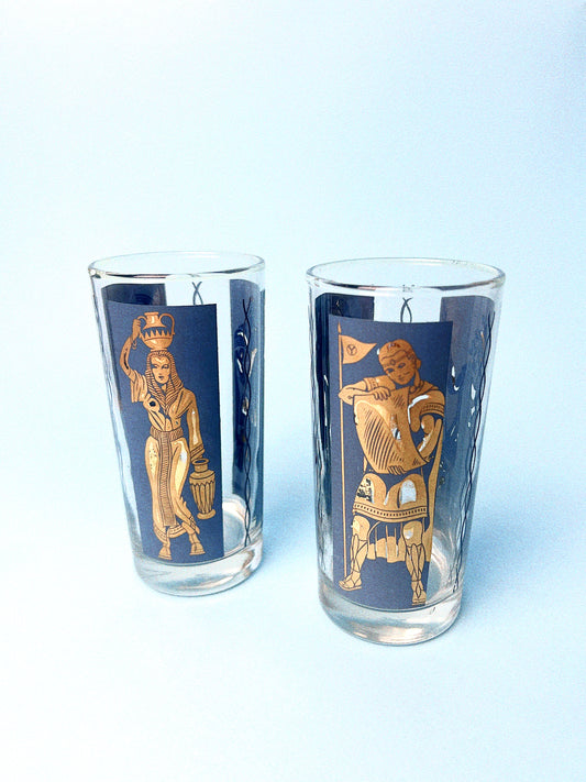 Vintage 24K Gold Roman Glasses, Set of 2