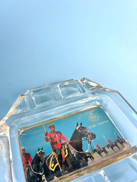 Vintage British Columbia RCMP Souvenir Glass Ashtray