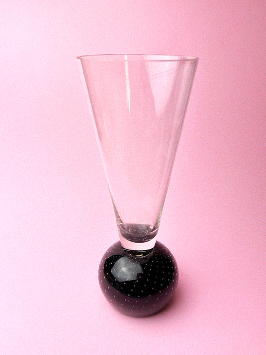 Vintage Controlled Bubble Base Vase | Black