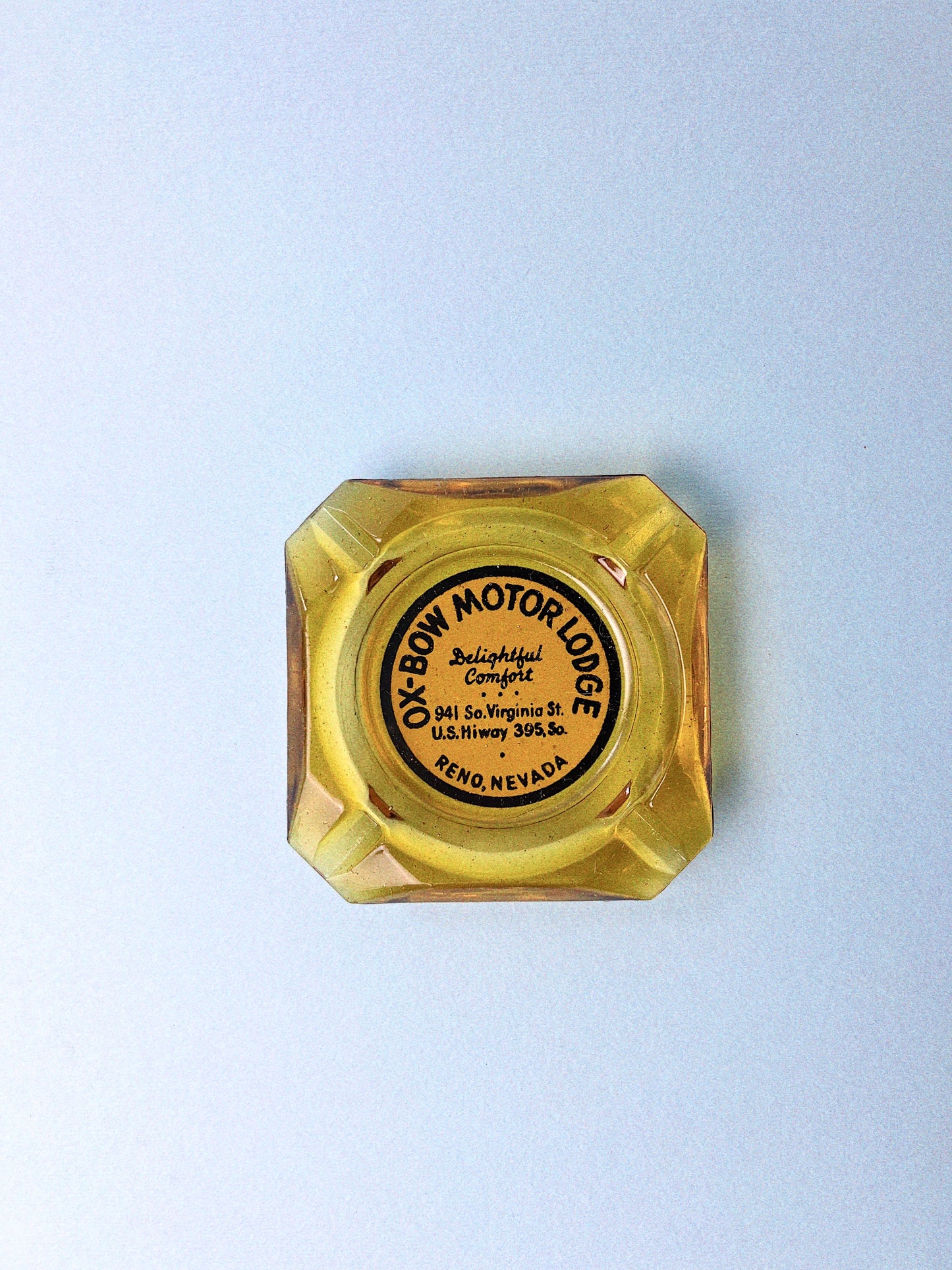 Vintage Ox-Bow Motor Lodge Amber Ashtray