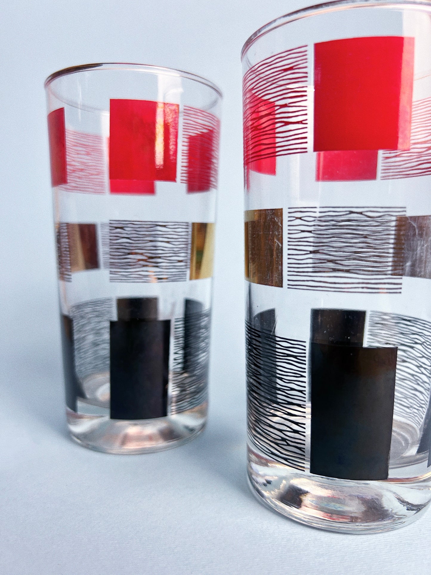 Vintage MCM Atomic 22 Karat Highball Glasses, Set of 2