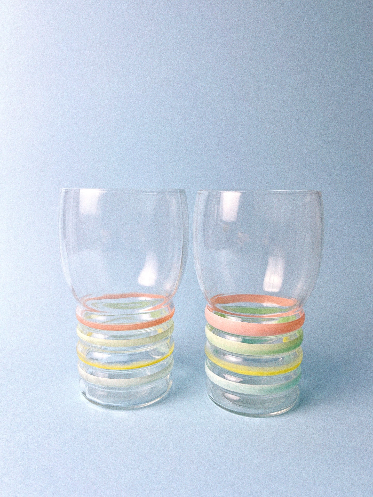Petalware Pastel Band Tumblers | Macbeth-Evans, Set of 2 *VERY RARE*