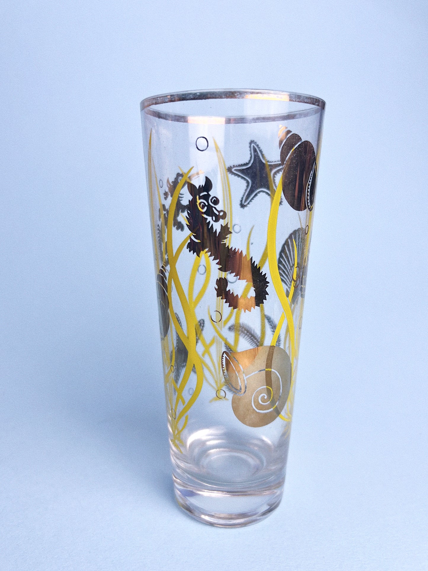 Vintage Marine Life 22-Karat Gold Highball Glasses, Set of 4