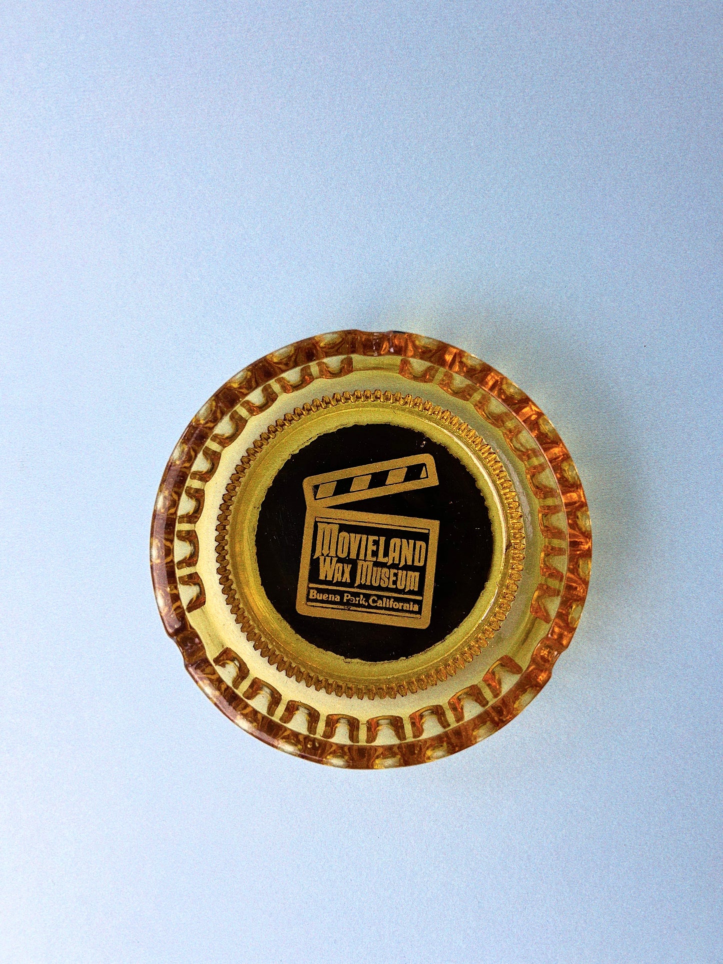 Vintage Souvenir Movie Land Amber Ashtray
