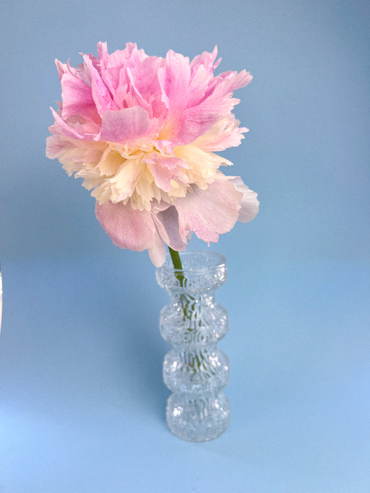 Vintage Oberglas of Austria Greek Key Vases, Set of 2 | Textured Pressed Glass