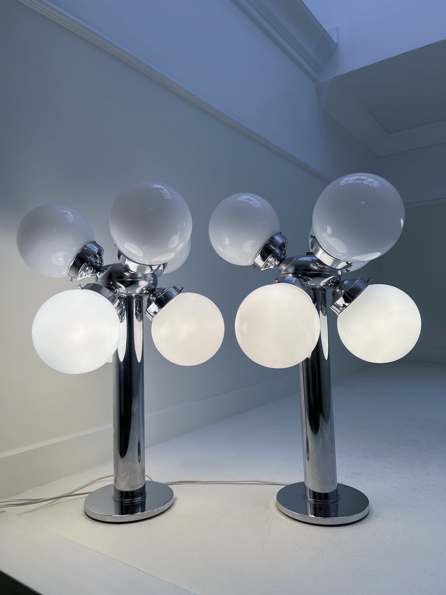 Vintage Chrome Sputnik Table Lamp | 6 Globe