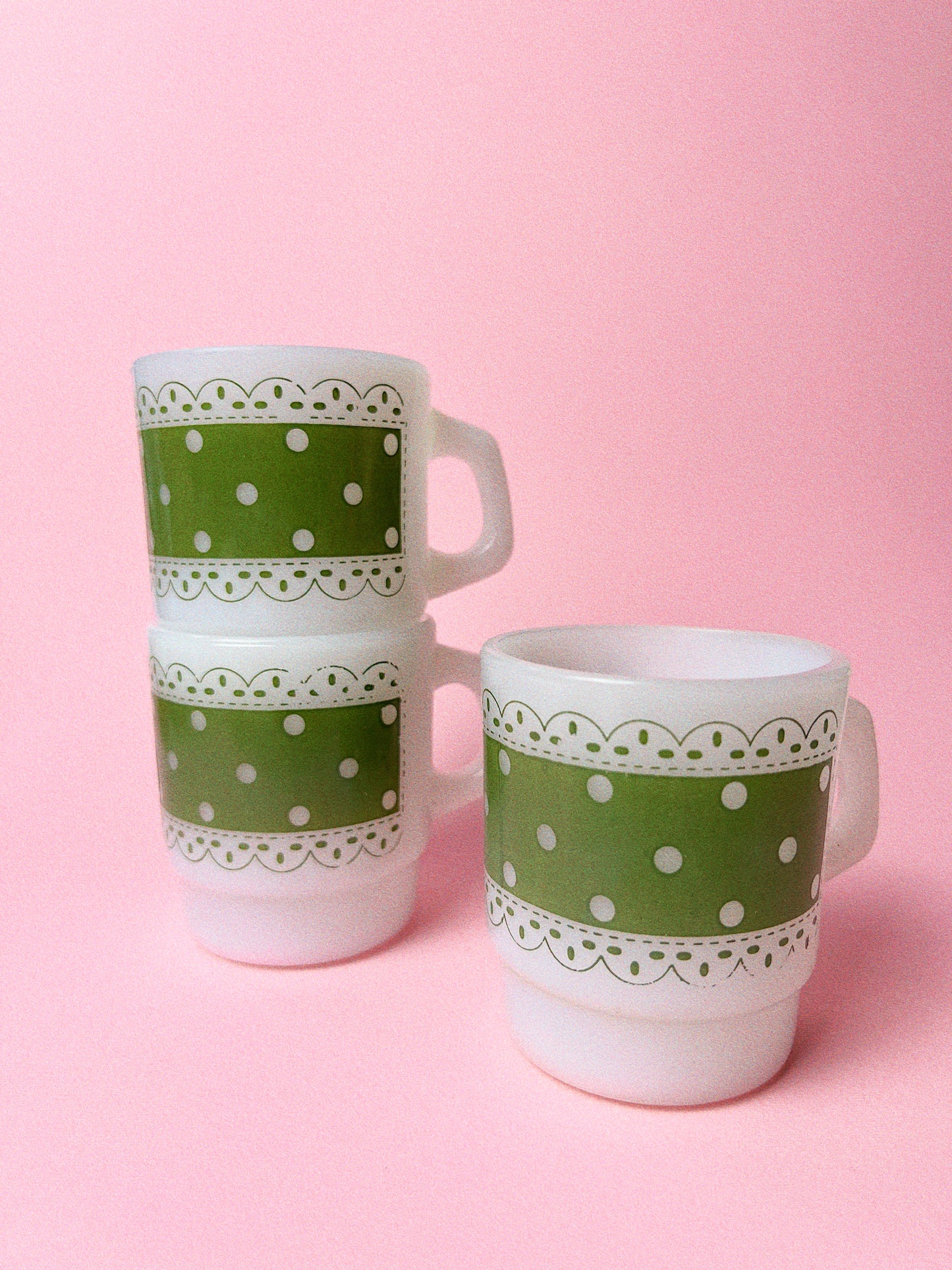 Vintage Fire-King Polka Dot Mug | Green