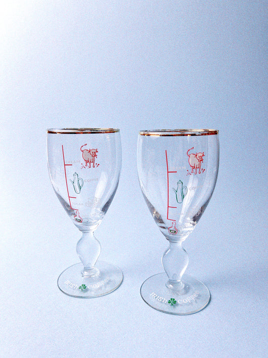Illustrated Irish Coffee Glasses, Set of 2