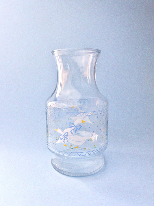 Vintage Anchor Hocking Blue Ribbon Country Geese Carafe