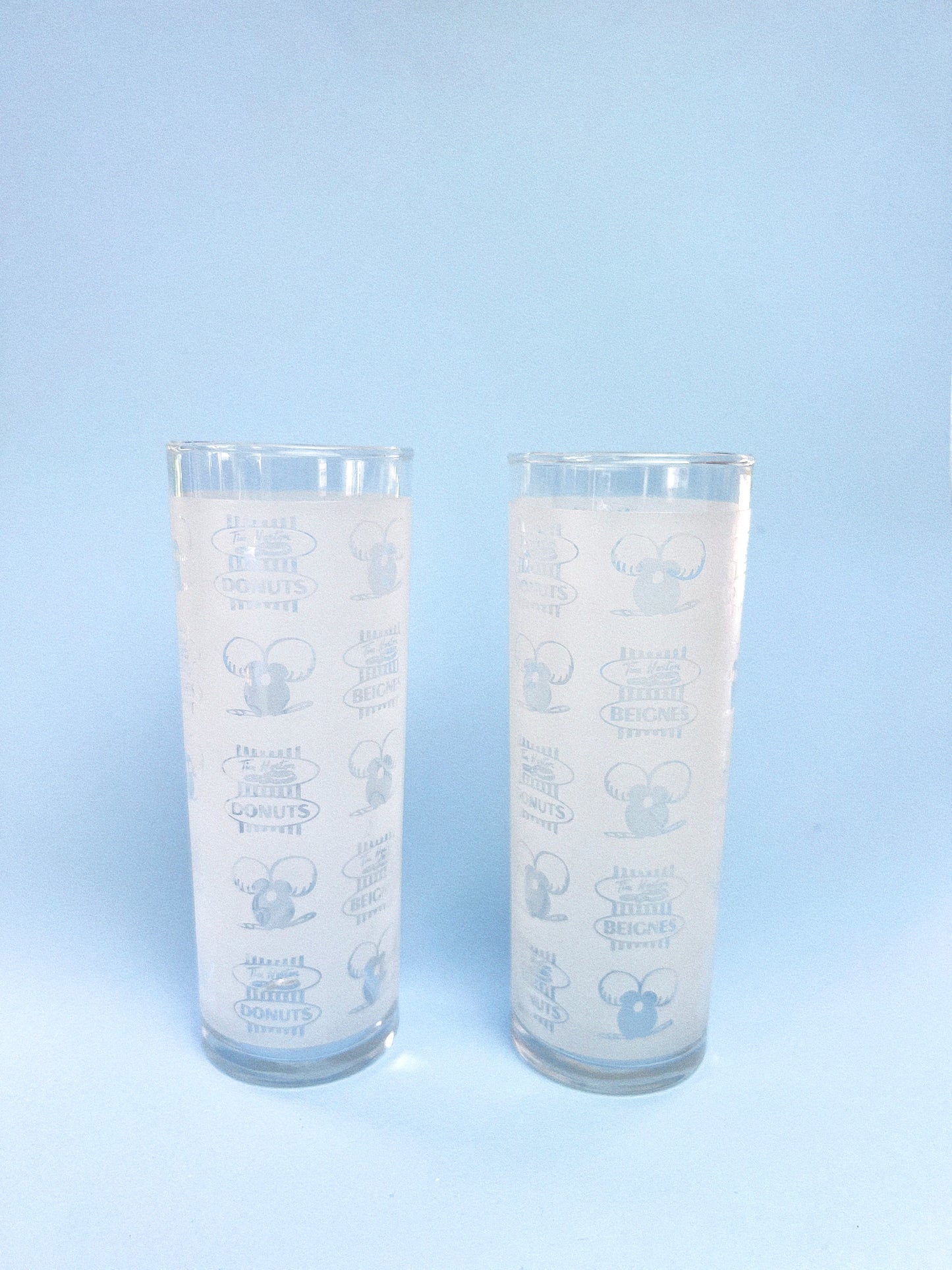 Vintage 'Tim Hortons' Frosted Tom Collins Cocktail Glasses, Set of 2