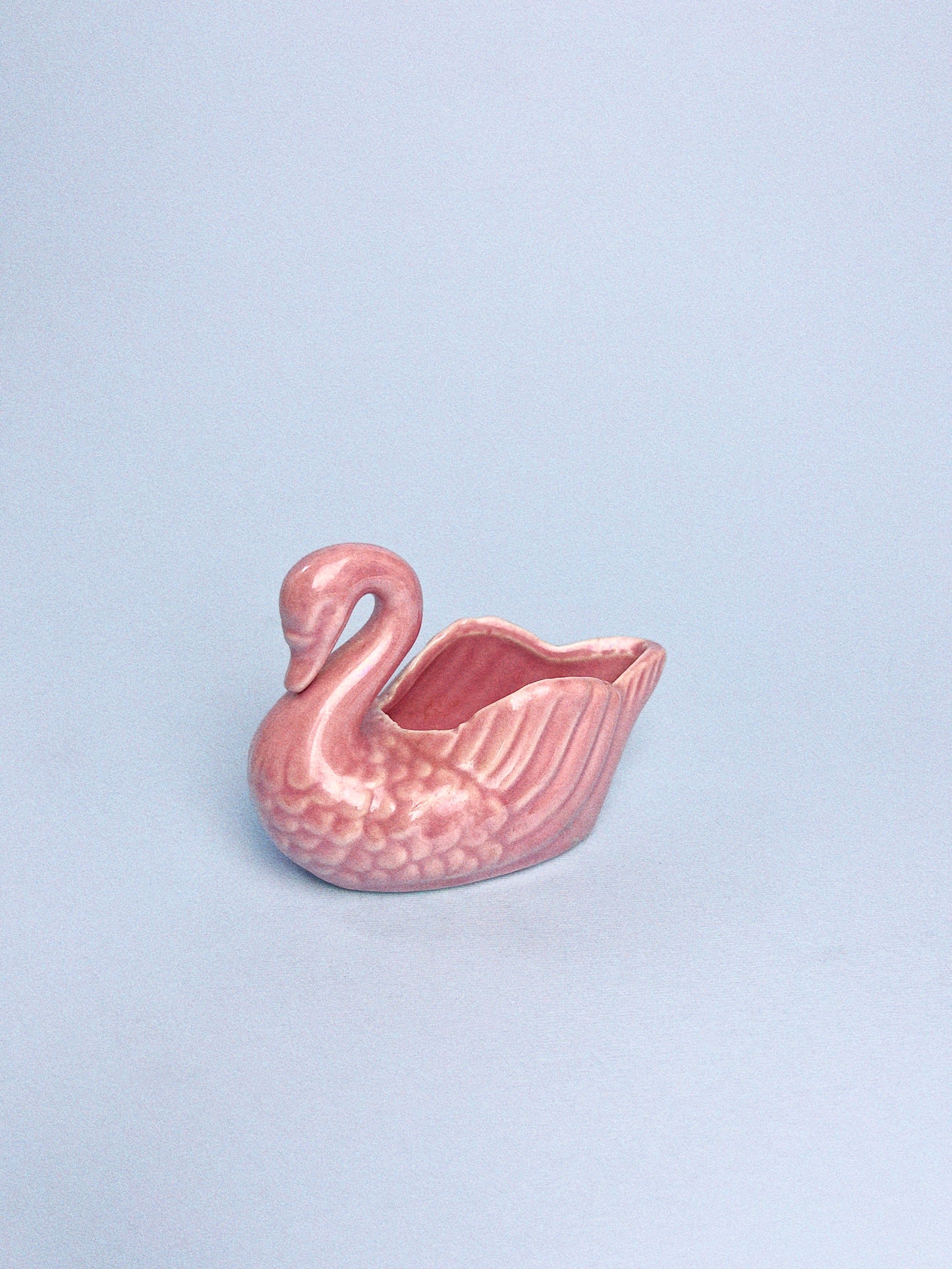 Vintage Pink Irredescent Swan Planter
