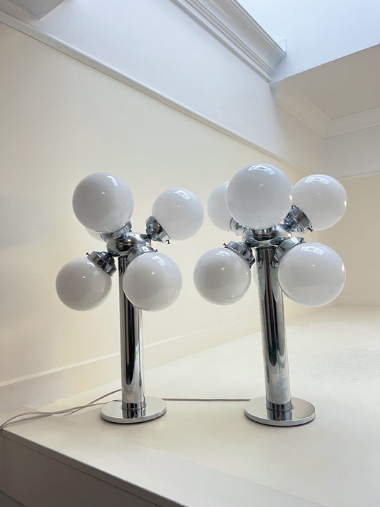 Vintage Chrome Sputnik Table Lamp | 6 Globe