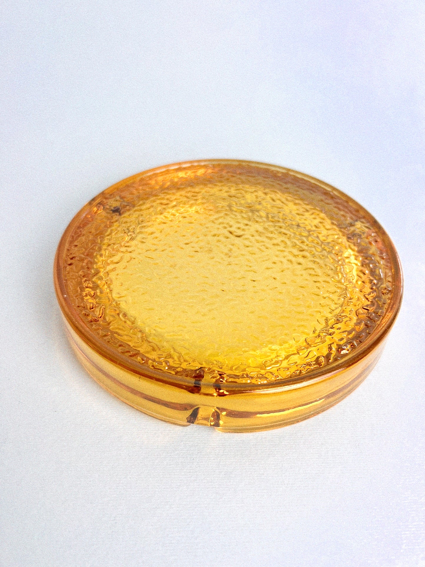 Vintage Amber Glass Ashtray | Midcentury Textured Design