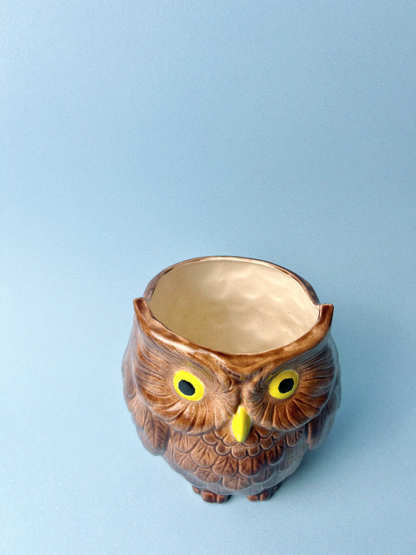 Vintage 70's Ceramic Owl Planter