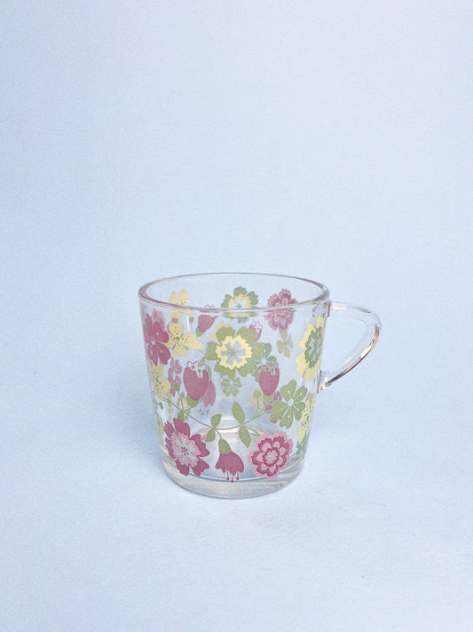 Vintage Ikea 'Godta' Floral Glass Mugs - Set of 2