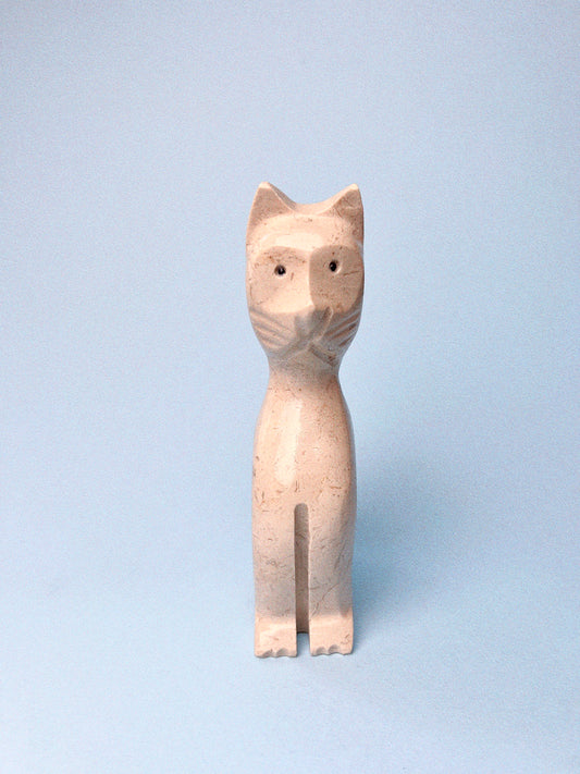 Vintage Marble Cat Sculpture