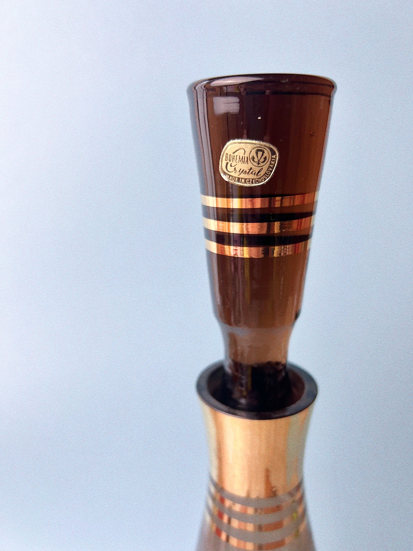 Vintage Bohemian Glass Egermann Stag Decanter Set