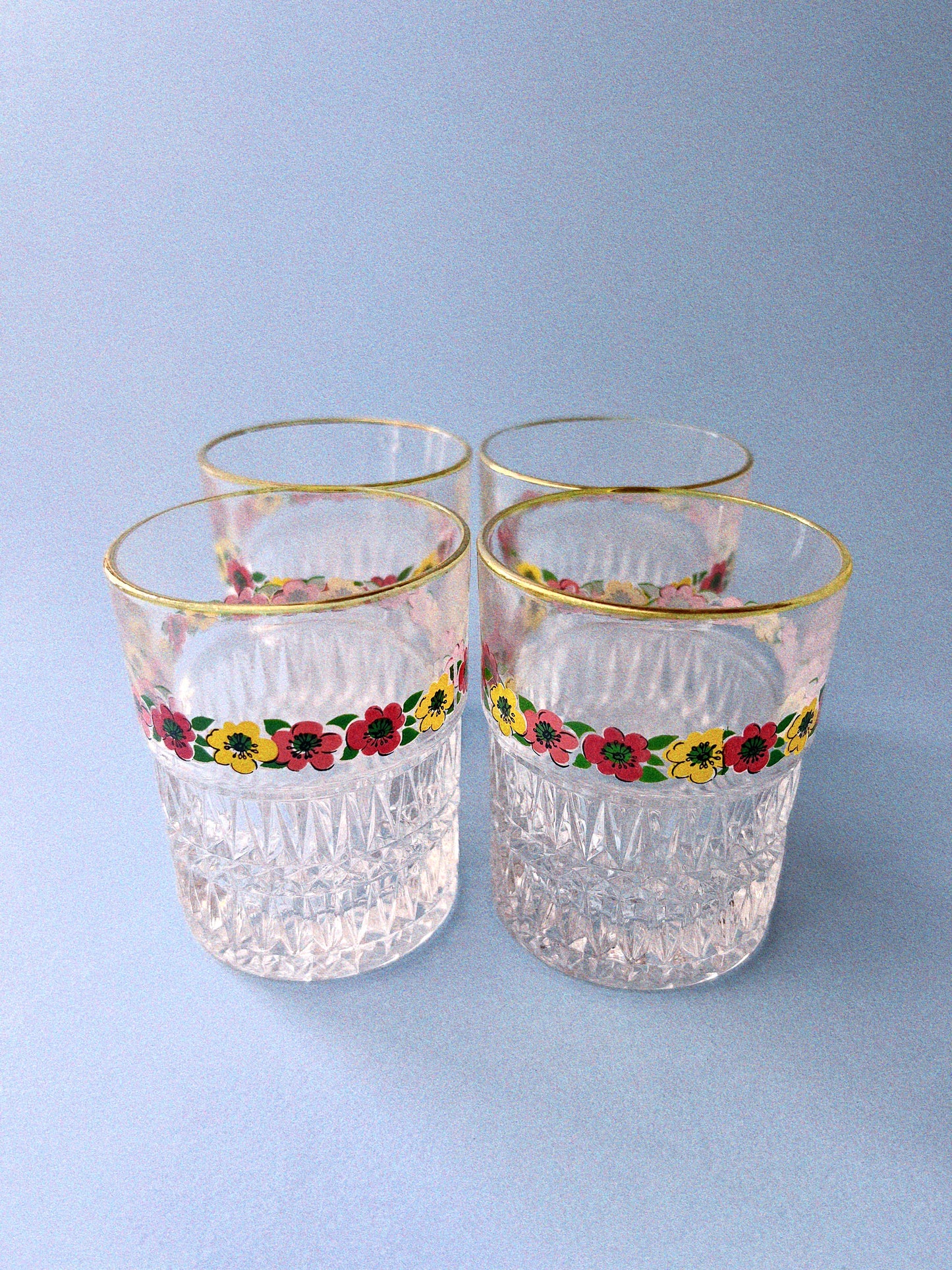 Vintage Cut glass Floral Glasses