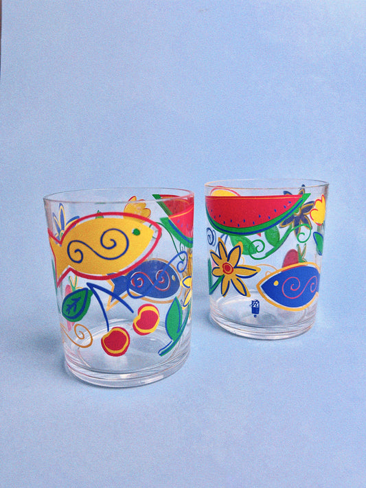 Vintage Fruity Fish Acrylic Glasses, Set of 2 | Precision Craft