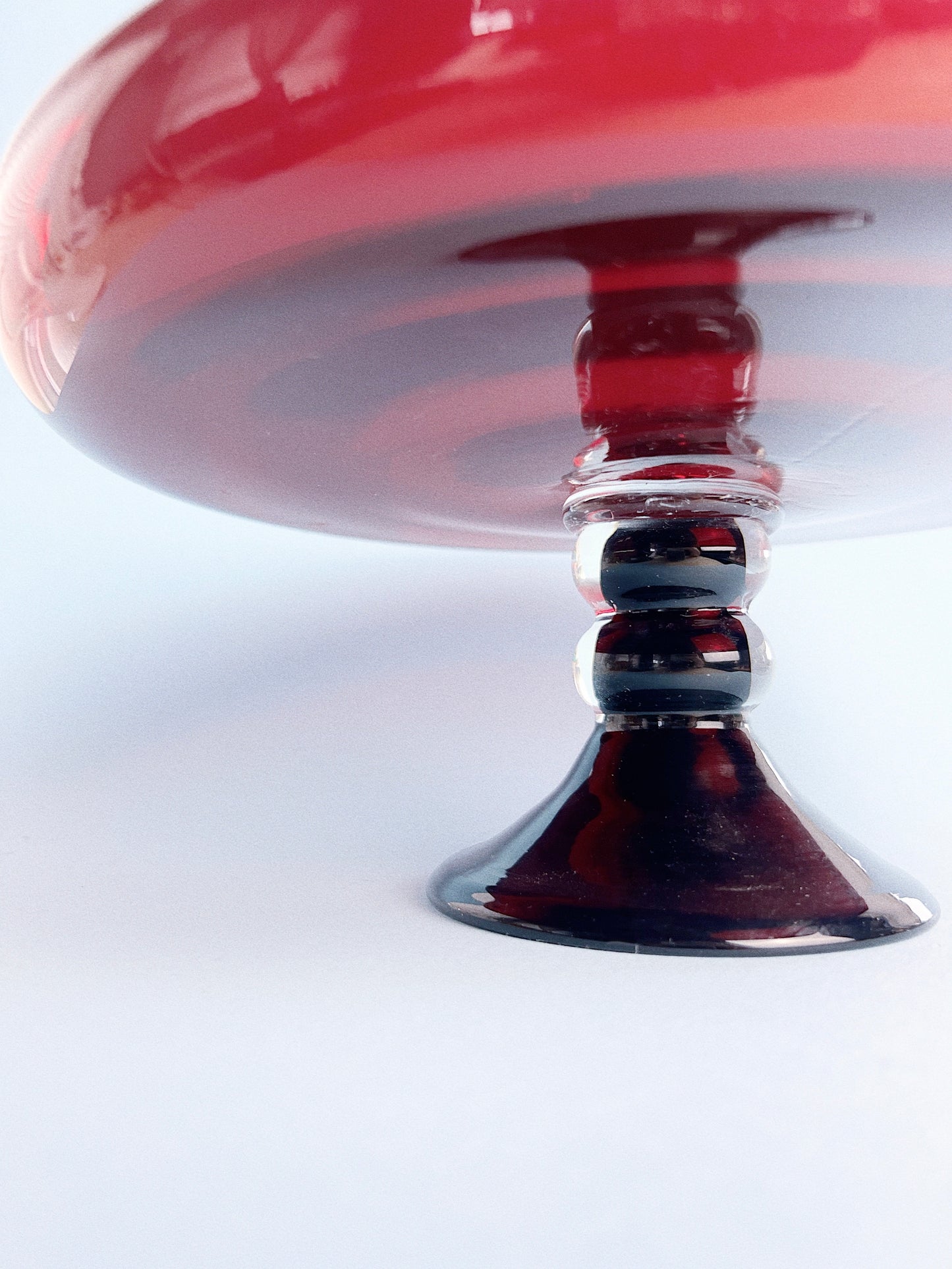 Vintage Ruby Red Glass Cake Stand | Midcentury 1960s