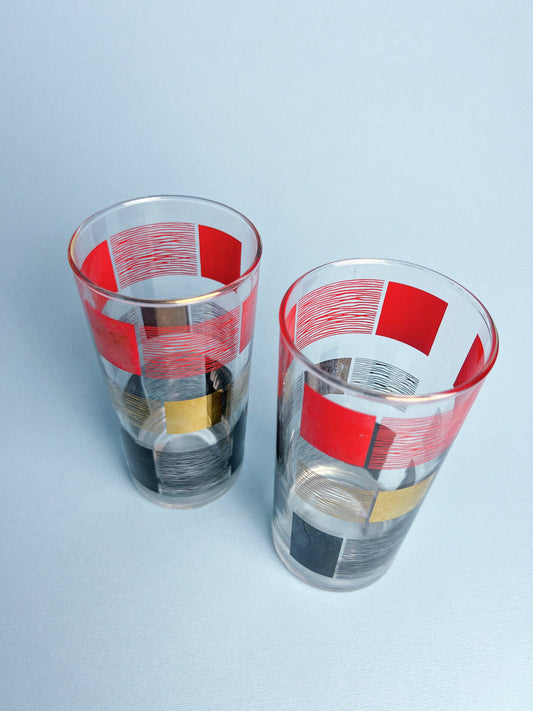Vintage MCM Atomic 22 Karat Highball Glasses, Set of 2