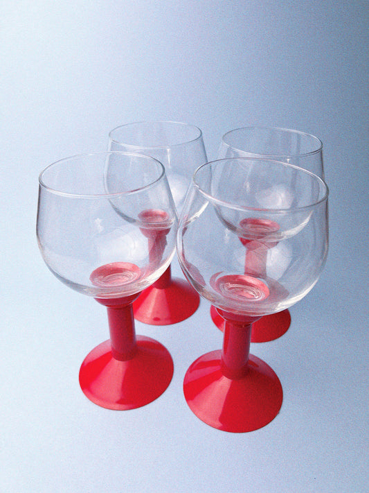 Oktett Memphis Wine Glasses, Set of 4 | Apple Red